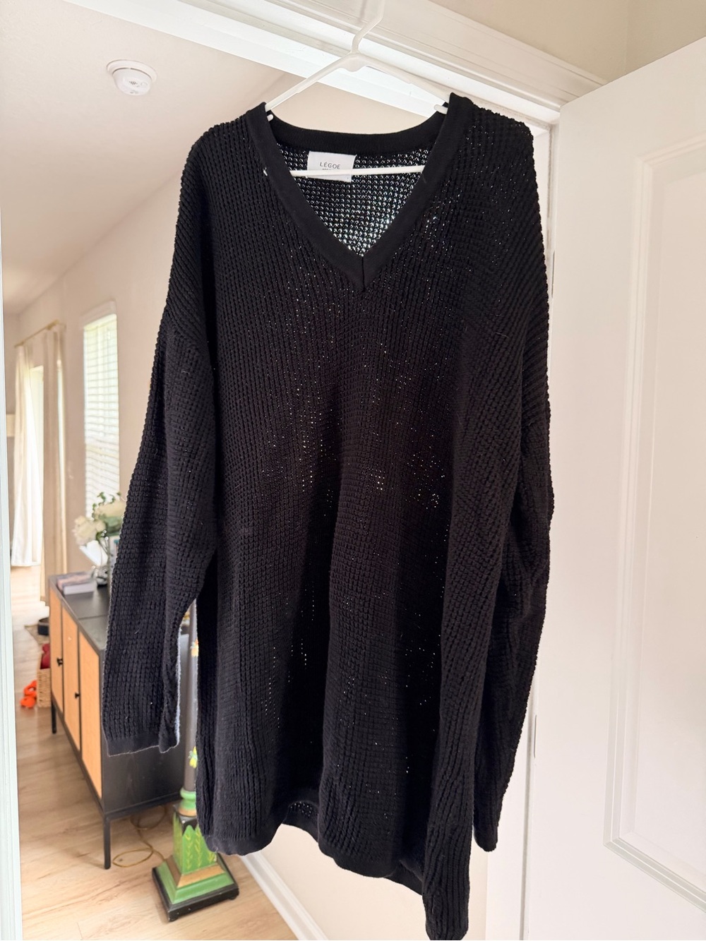 Leith Black V-Neck Women's Knit Dress